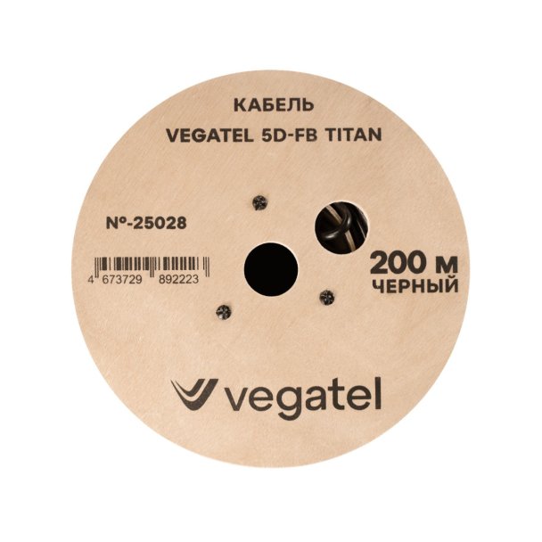 Кабель коаксиальный VEGATEL 5D-FB (Titan, черный)
