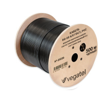 Кабель коаксиальный VEGATEL RG-58 A/U (ГОСТ, PVC, черный) бухта 500м