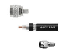 Кабельная сборка VEGATEL RG-58 A/U Cu (ГОСТ, PE, черный) (SMA-male - N-male) 2м