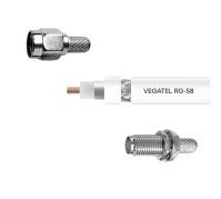 Кабельная сборка VEGATEL RG-58 A/U (ГОСТ, PVC, белый) (SMA-male - SMA-female) 2м