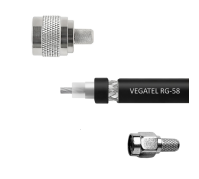 Кабельная сборка VEGATEL RG-58 A/U Сu (ГОСТ, PVC, многожильный, черный) (SMA-male - N-male) 20м